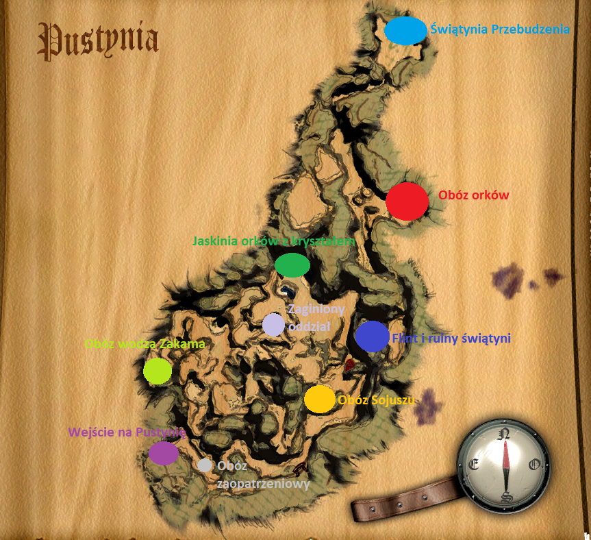Mapa Pustyni i ważniejszych lokacji